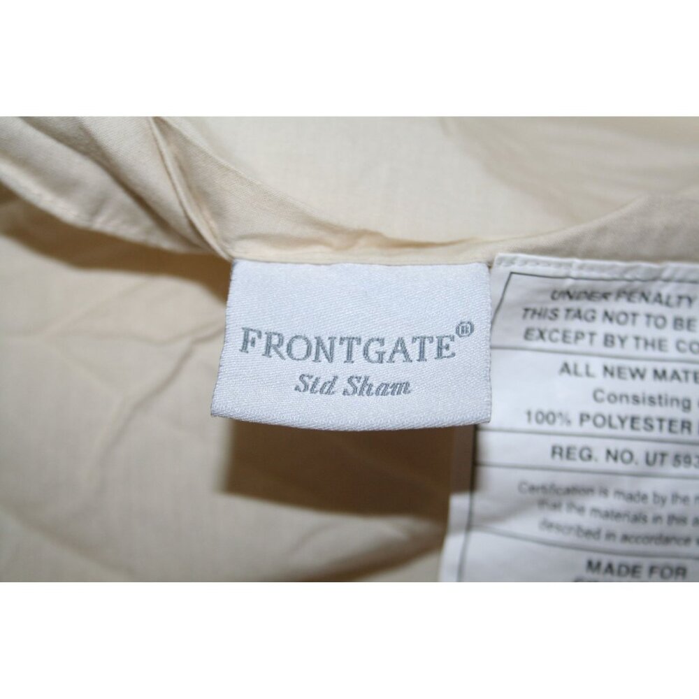 Frontgate Standard Pillow Shams Set 2 Quilted Cream Linen Cotton 20x26 Luxury - Picture 5 of 7